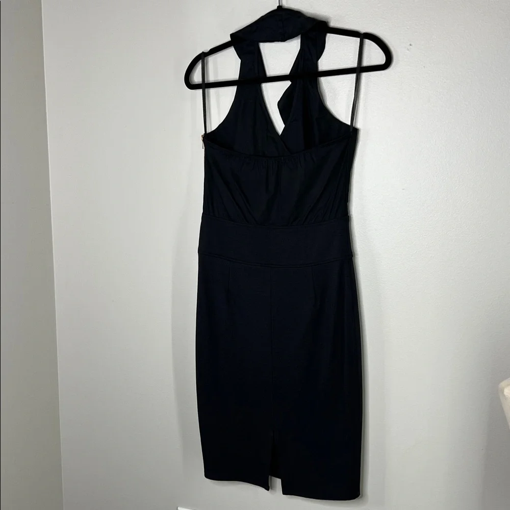 Michelle Jonas Travelwear Ruffle Halter Neck Black Dress size Small